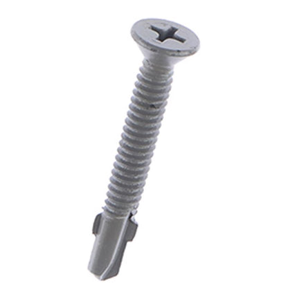 Boxed Emery Jensen 1lb set of #10 x 1-7/16 inch Phillips flat head wood screws on a white background