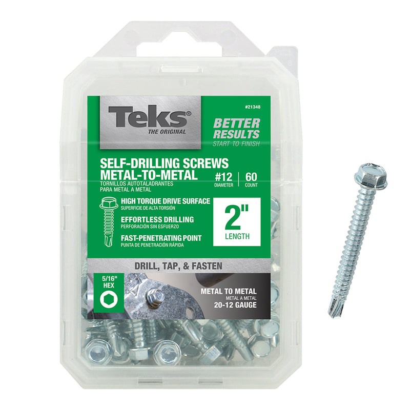 Box of 60 Emery Jensen SM screw HX #12x2 inches in a 1lb boxed set, shown in a clear image with screws neatly arranged.