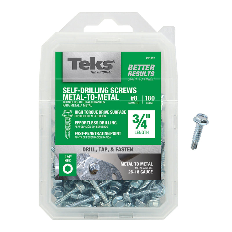 Emery Jensen boxed 1lb pack of SM screw HX #8x3/4 inch, 180-piece set of steel screws for woodworking and construction.