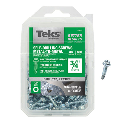 Emery Jensen boxed 1lb pack of SM screw HX #8x3/4 inch, 180-piece set of steel screws for woodworking and construction.