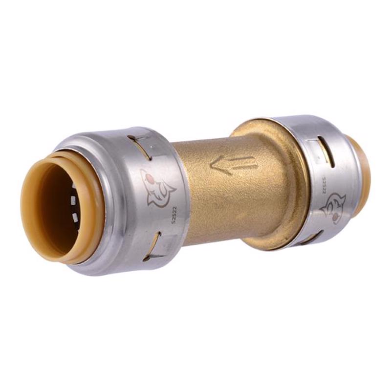 Emery Jensen brass CTS push fittings with 1/2 x 1/2 inch valve, used for plumbing connections.