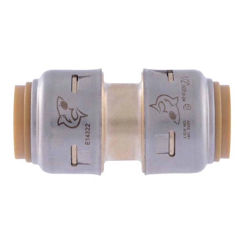 Emery Jensen brass CTS push fittings for 1/2-inch pipe, couple connection, durable metal plumbing component.