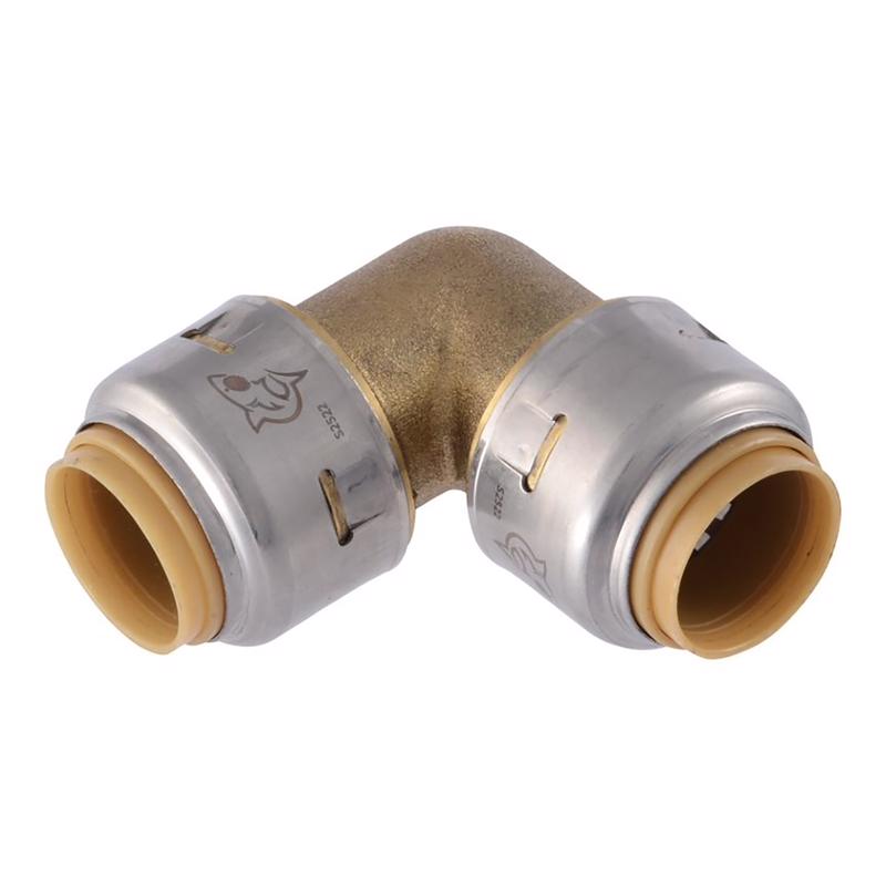 Emery Jensen brass CTS push fitting 1/2-inch push elbow for plumbing connections, with a durable brass construction.