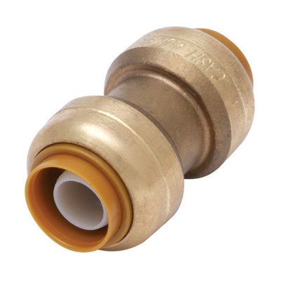 Emery Jensen brass CTS push fittings Sharkbite couple 1-inch LF for plumbing connections.