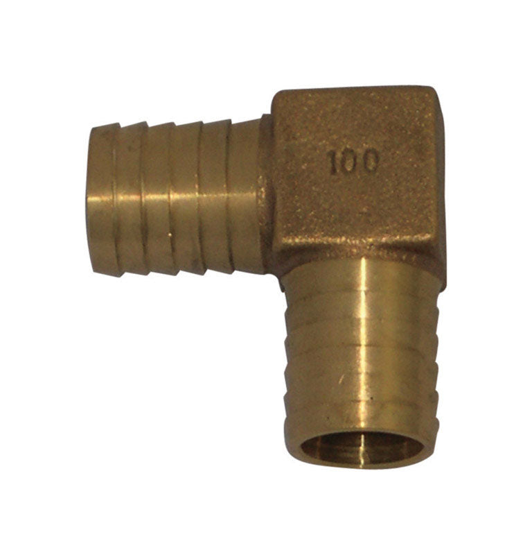 Emery Jensen brass insert with 1x1 inch barb fitting, designed for threaded connections in plumbing or industrial applications.