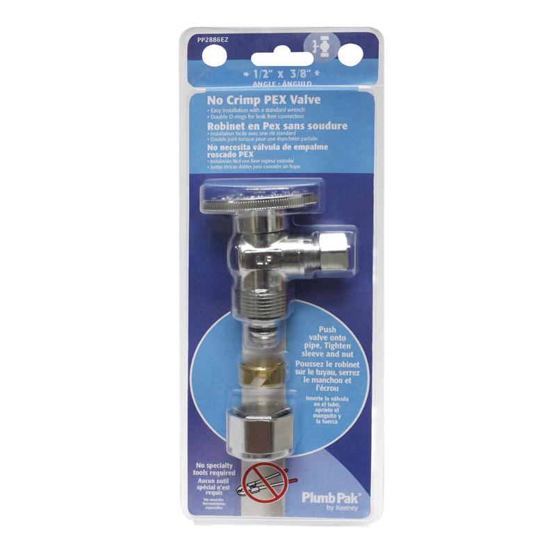 Emery Jensen brass shut-off valve with oval handle, 1/2 inch by 3/8 inch, for plumbing control in residential or commercial systems.