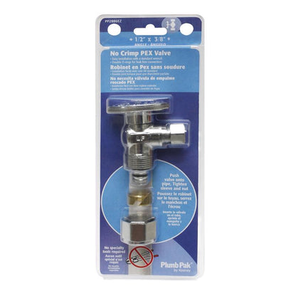 Emery Jensen brass shut-off valve with oval handle, 1/2 inch by 3/8 inch, for plumbing control in residential or commercial systems.