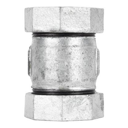Emery Jensen bronze malleable couple coupling 1"x3" for plumbing, showing the galvanized bronze fitting with threaded ends.