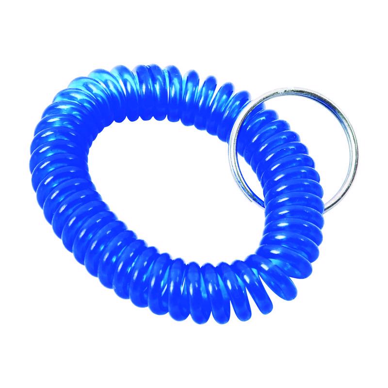 Coiled wrist key rings from Emery Jensen's Bucket Program, pack of 60, durable metal key accessories with secure coil design.