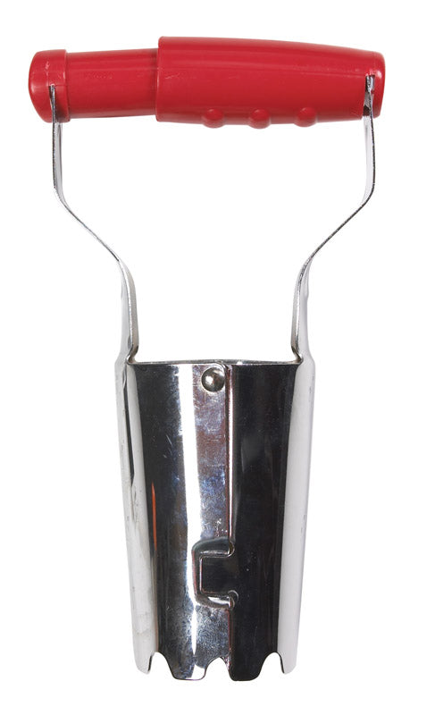 Emery Jensen hand bulb planter with wooden handle for planting bulbs and flowers in garden or garden beds.