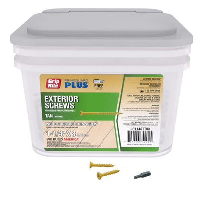 Emery Jensen DCK screw strip, 1.25-inch, tan, bulk 25-pound package, metal fasteners for construction or woodworking projects.