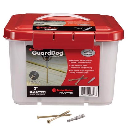 Emery Jensen 3-inch deck screws in a bulk 25-pound box, ideal for outdoor decking and woodworking projects.