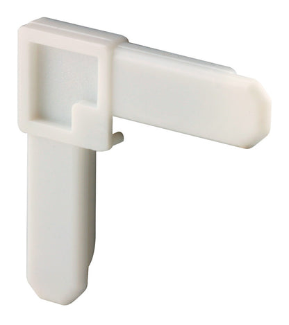 Emery Jensen bulk corner screen made of 3/8-inch white plastic, designed for backroom storage or shelving applications.