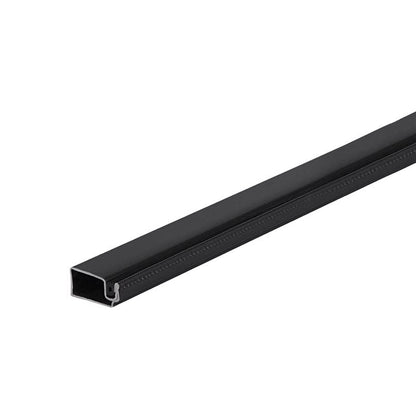 Emery Jensen bulk backroom shelving frame in black, 3/8-inch thickness, showing sturdy metal construction for storage organization.