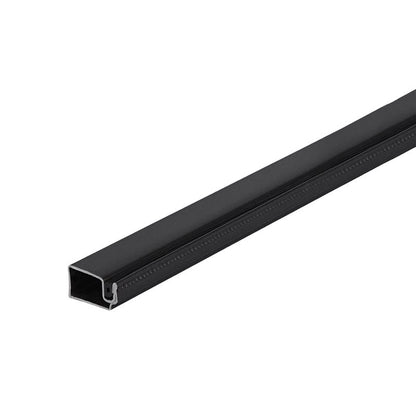 Emery Jensen bulk backroom shelving frame in black, 7/16 inch, shown in a storage room setting.
