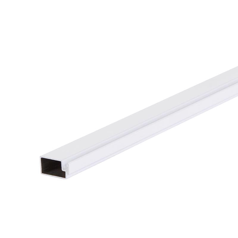 White 3/8-inch screen frame from Emery Jensen, bulk backroom storage, showing the sturdy metal construction and clean finish.
