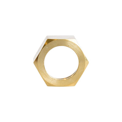 Pack of five 7/8-inch compression nuts from Emery Jensen for bulk compression fittings, used in plumbing connections.