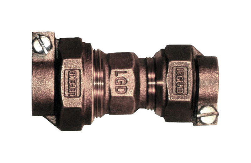 Emery Jensen 1-inch bulk compression fitting with joint union for plumbing connections, shown in a close-up image.