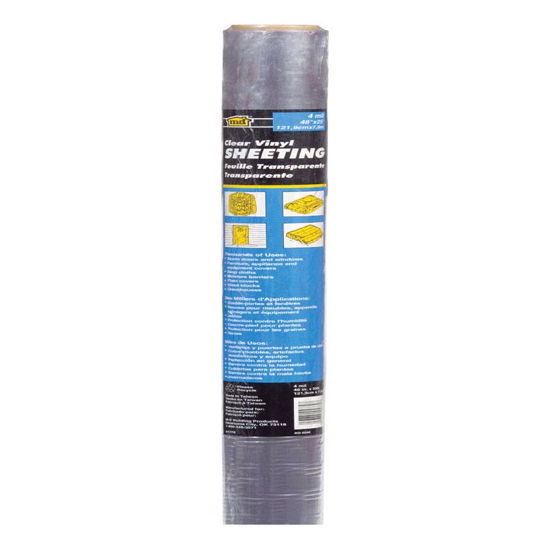 Emery Jensen vinyl sheet, 4x25 feet, 4 mil thickness, bulk window material for protective and weather-resistant applications.