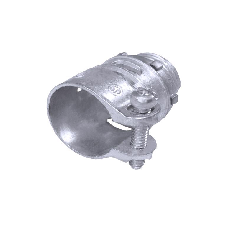 1/2-inch squeeze connector for armored cable by Emery Jensen, used to securely connect BX armored cable fittings.