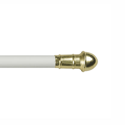 Emery Jensen Dresden white 48-inch cafe rod, decorative curtain rod with finials for window treatment.