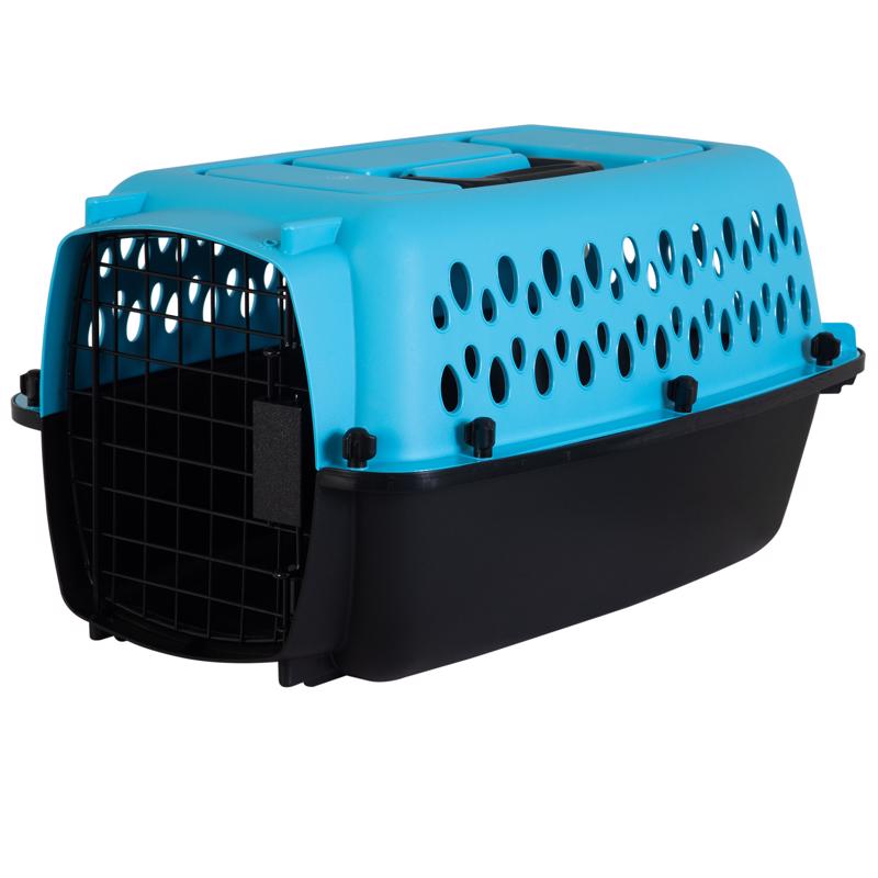 Emery Jensen pet carrier 19x12.6x10 inches, durable plastic cage with ventilation for small animals or pets.