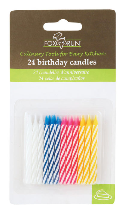 Emery Jensen birthday candles for cake decorating, non-flame, colorful wax candles with festive designs for celebrations.