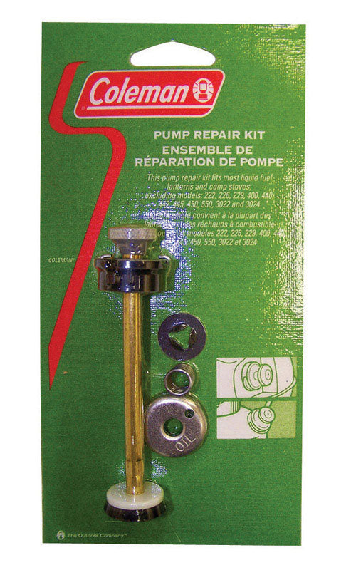 Emery Jensen camp stove and lantern pump repair kit with small tools and parts for stove and lantern maintenance.
