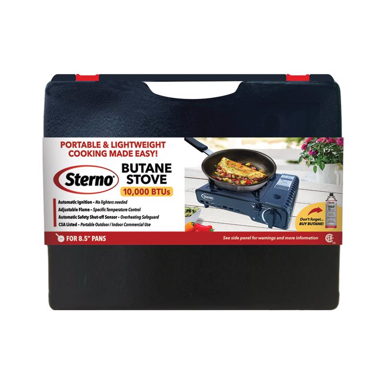 Emery Jensen camp stove with 10,000 BTU burner, compact outdoor cooking stove for camping and outdoor activities.