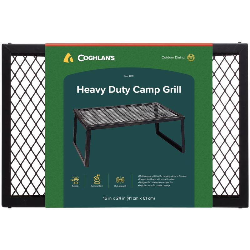 Emery Jensen camping accessories camp grill measuring 24x16 inches, suitable for outdoor cooking during camping trips.