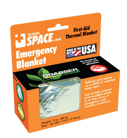 Emery Jensen emergency blanket 56 x 84 inches, camping accessory, compact waterproof thermal blanket for outdoor survival.
