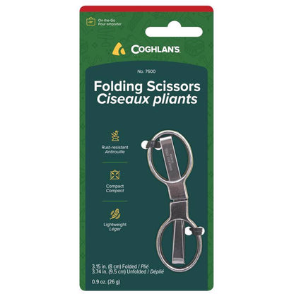 Emery Jensen folding scissors SS for camping accessories, compact stainless steel utility scissors with ergonomic handle.