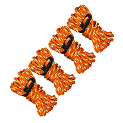 Emery Jensen 13-foot reflective guy line for camping accessories, bright orange color with reflective strip for visibility.