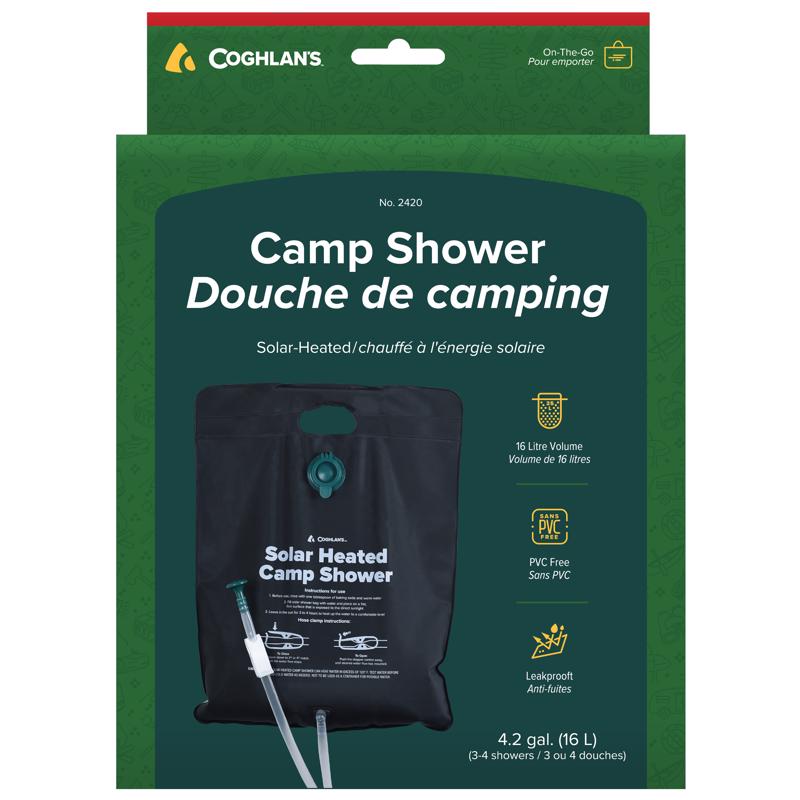 Emery Jensen SLR shower camping accessory in black, 4.2-gallon poly water container for outdoor use