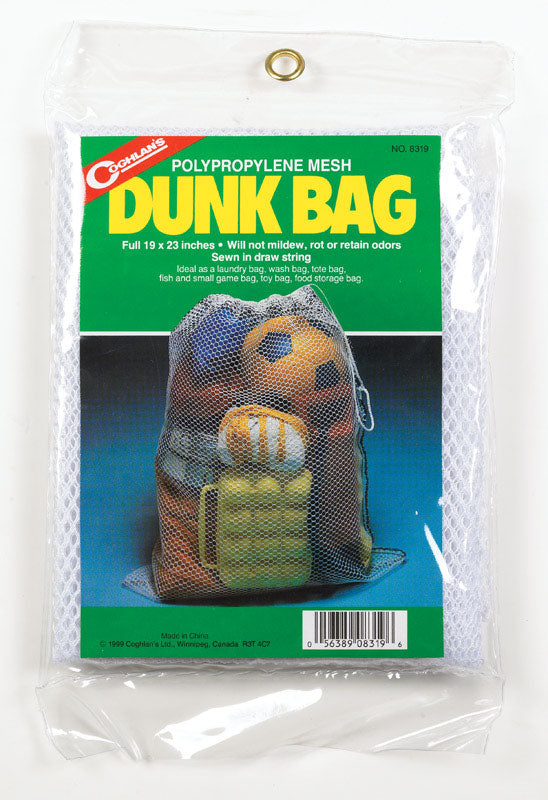 Emery Jensen storage dunk bag for camping, 19x23 inches, with durable fabric and multiple compartments for outdoor gear storage.