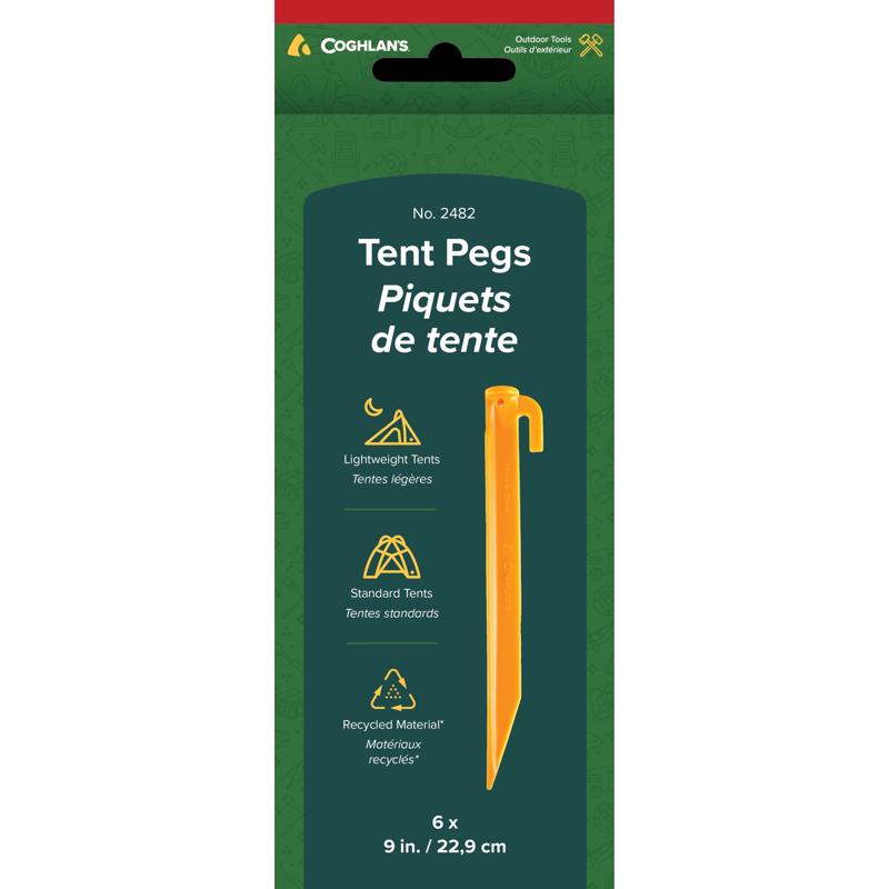 Yellow 12-inch TNT PGS plastic camping accessories pack by Emery Jensen, shown in a set of six.