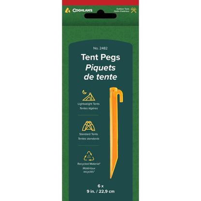 Yellow 12-inch TNT PGS plastic camping accessories pack by Emery Jensen, shown in a set of six.