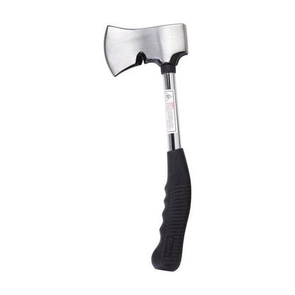 Emery Jensen 13-inch camping axe with wooden handle, ideal for outdoor camping and chopping wood.
