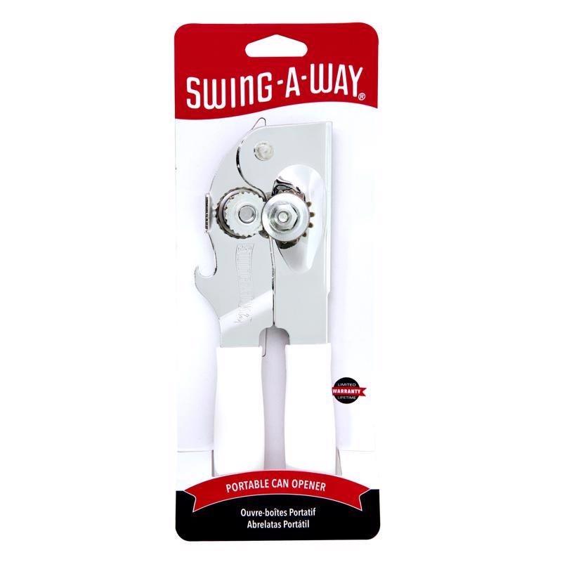 White Emery Jensen portable can opener with ergonomic handle and easy-to-use design.