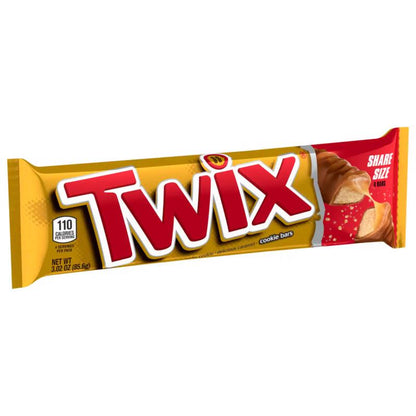 Emery Jensen Twix 4GO candy and chocolate bars, 3.02oz pack of 24, featuring caramel, cookie, and chocolate layers.