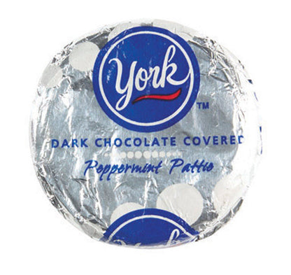 Dark chocolate York-style candy pattie from Emery Jensen, featuring a smooth chocolate exterior and a sweet filling.