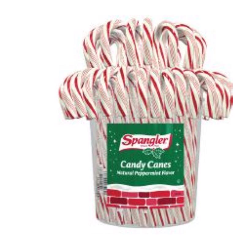 Emery Jensen peppermint candy canes in a pack of 60, festive red and white striped non-chocolate candies for holiday treats.