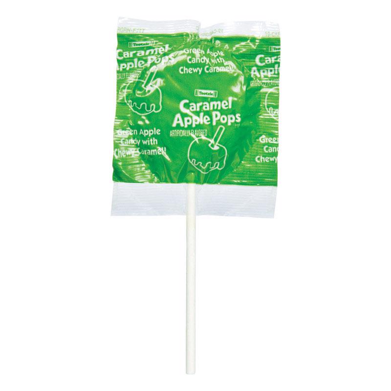 Emery Jensen caramel apple pop candies, non-chocolate chewy treats in a pack of 48, featuring caramel and apple flavors.