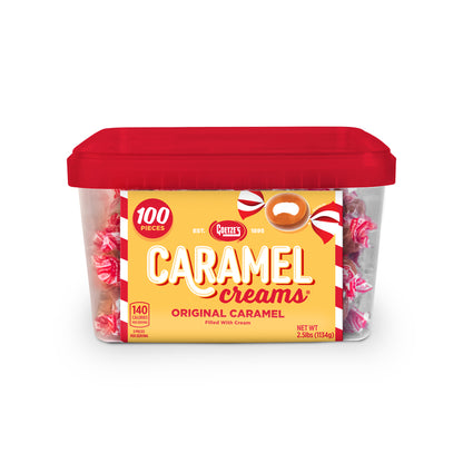 Emery Jensen caramel creams in a 100-count box, soft caramel candies with creamy filling, perfect for snacking or sharing.