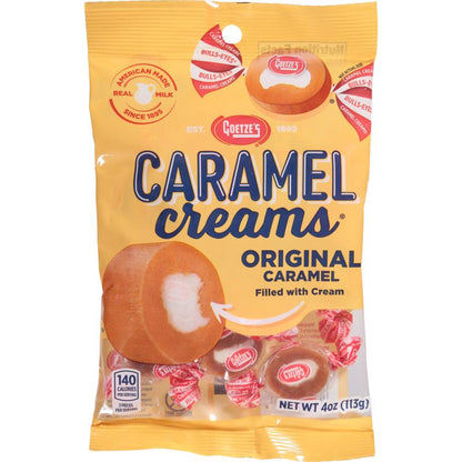 Pack of 12 Emery Jensen caramel cream candies in 4oz sizes, non-chocolate candies with smooth caramel filling