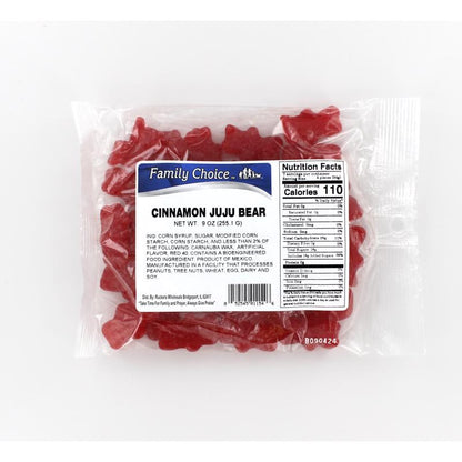 Emery Jensen CINN JUJU BEAR 10 oz candies, pack of 12, colorful non-chocolate candy bears in clear packaging.