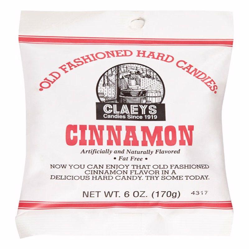 Emery Jensen cinnamon hard candy in a 6oz bag, with bright red and white striped candies visible in the image.