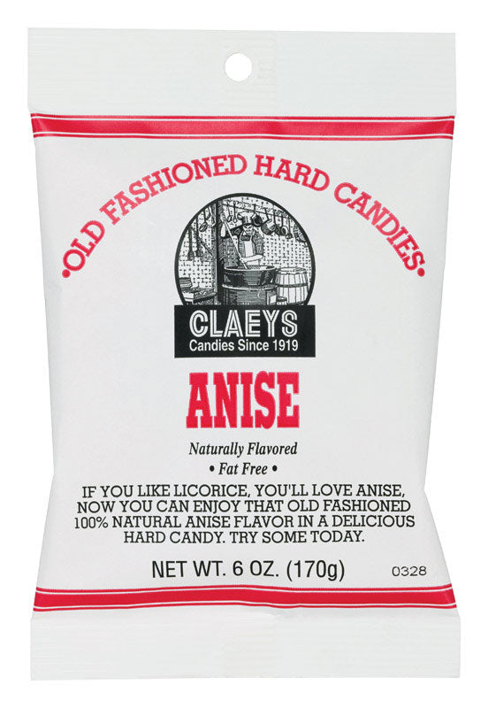 Emery Jensen Claeys Anise Candy 6oz, colorful non-chocolate candy with anise flavor in a clear bag.