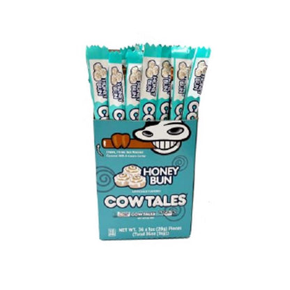 Pack of 36 Emery Jensen Cow Tails Honey Bun candies, non-chocolate chewy caramel and vanilla flavored treats.