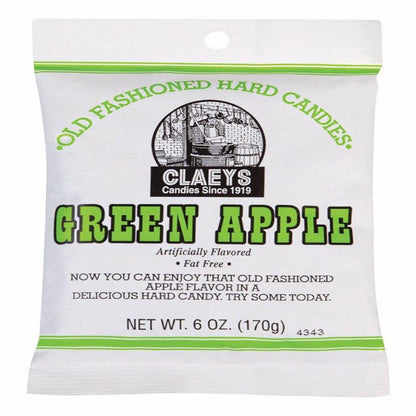 Green Apple Hard Candy by Emery Jensen in a 6oz package, showcasing colorful, shiny candies with green apple flavor.